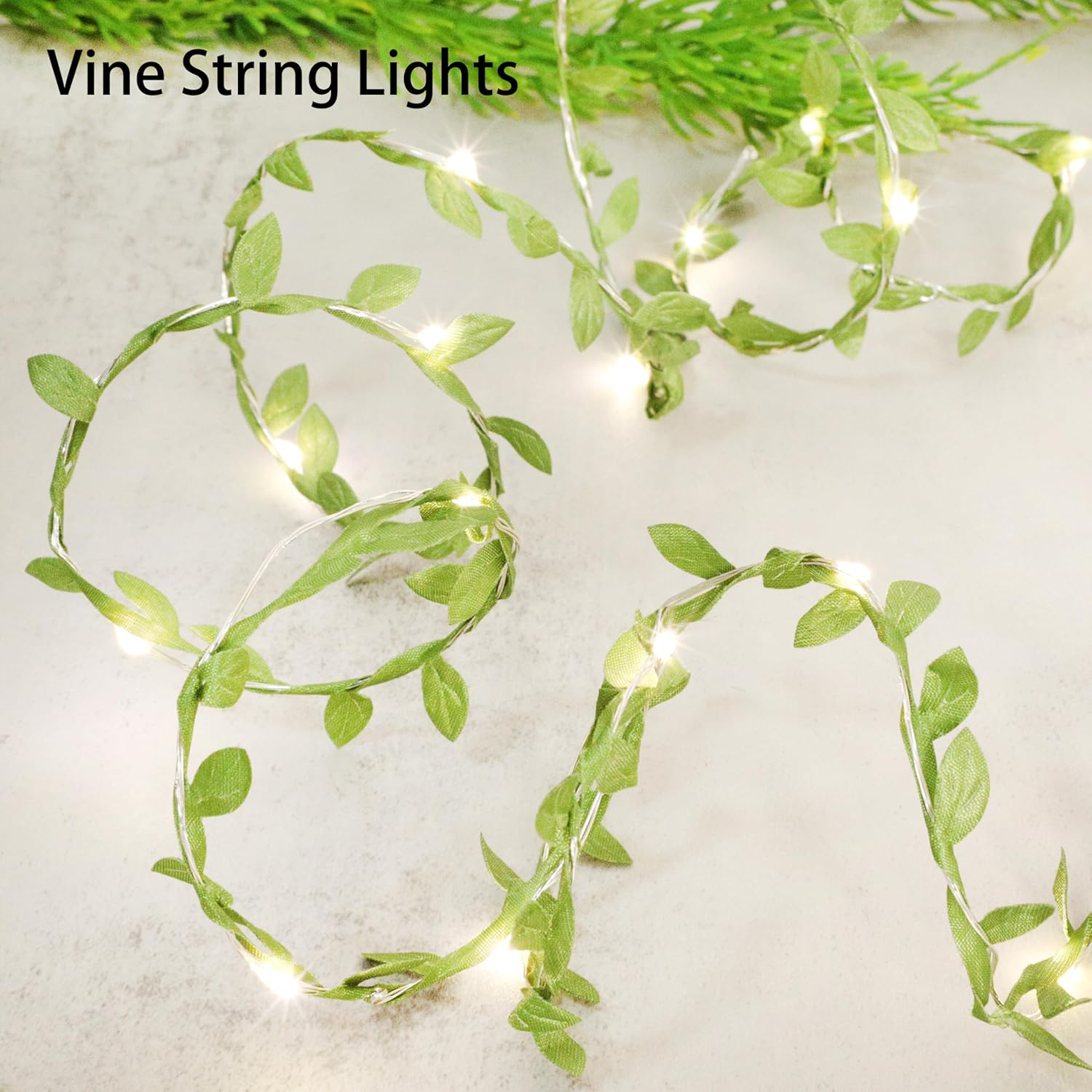 Green Leaves String Lights - 10FT 30LEDs Tiny Artificial Ivy Leaf Vine Battery Operated Fairy Decorative Warm White Light for Indoor Home Garden Wall Party Wedding Holiday Decor