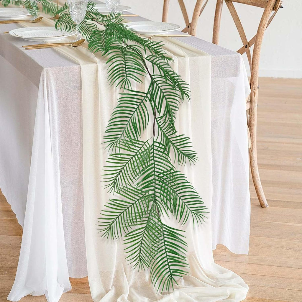 RECUTMS Artificial Palm Leaves Vine 6FT Fake Tropical Greenery Garland Faux Hanging Ivy Vines Wreaths Indoor Outdoor Home Wedding Jungle Hawaiian Luau Party DIY Fireplace Mantle Table Decoration