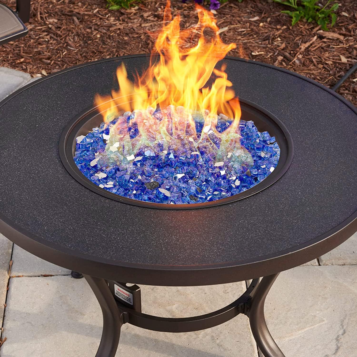 Onlyfire 10 pounds Fire Glass for Propane Fire Pit and Gas Fireplace, 1/2-Inch Reflective Firepit Glass Rocks for Fire Pit Table and Fire Bowl, Cobalt Blue