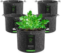 VIVOSUN 5-Pack 15 Gallon Grow Bags, 500G Thick Nonwoven Fabric Pots with Strap Handles, Multi-Purpose Rings, for Low Stress Plant Training Fruits, Vegetables, and Flowers