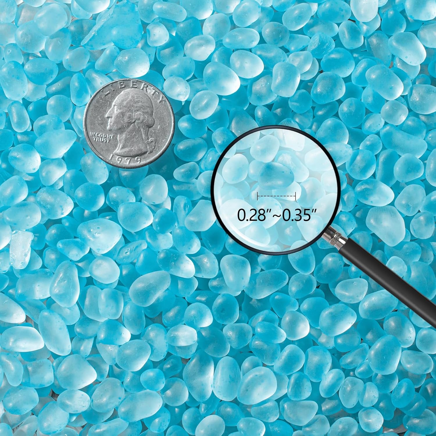 Keedolla Ice Blue Sea Glass Marbles Stones Frosted Glass Pebbles Gemstones for Aquarium Rocks, Fish Tank Gravel, Vase Fillers, DIY Crafts - 230g/8oz