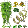 PINVNBY 10 PCS Reptile Plants Vine, Terrarium Hanging Flexible Climbing Artificial Leaves Reptile Hide, Bearded Dragon Tank Accessories, Terrarium Decor for Leopard Gecko Lizard Snake Geckos