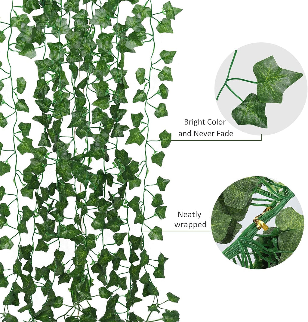 RECUTMS 258 FT Fake Vines Greenery Leaf Garland Ivy Vine Foliage Flowers Hanging for Wedding Party Garden Home Kitchen Office Aesthetic Wall Bedroom Living Room Patio Decor(36 Pack)
