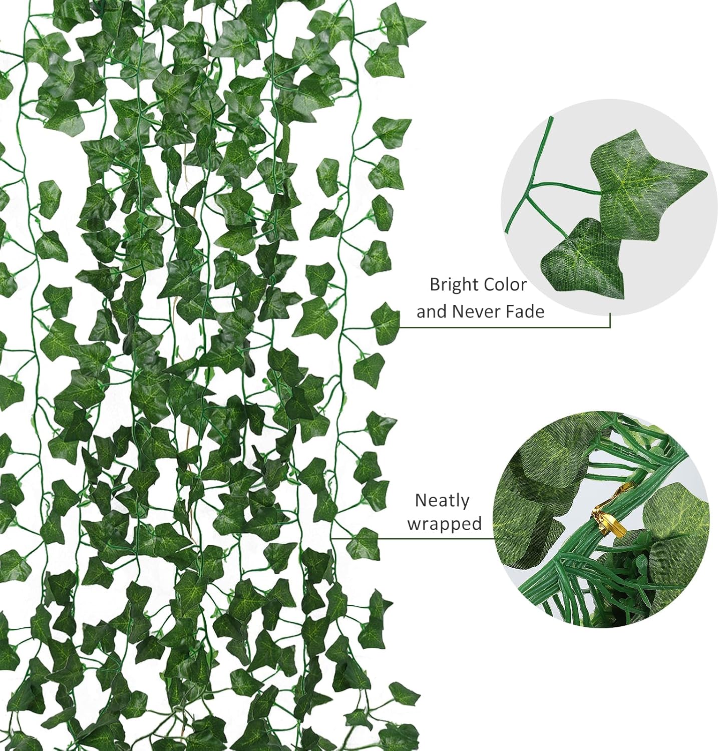 RECUTMS 258 FT Fake Vines Greenery Leaf Garland Ivy Vine Foliage Flowers Hanging for Wedding Party Garden Home Kitchen Office Aesthetic Wall Bedroom Living Room Patio Decor(36 Pack)