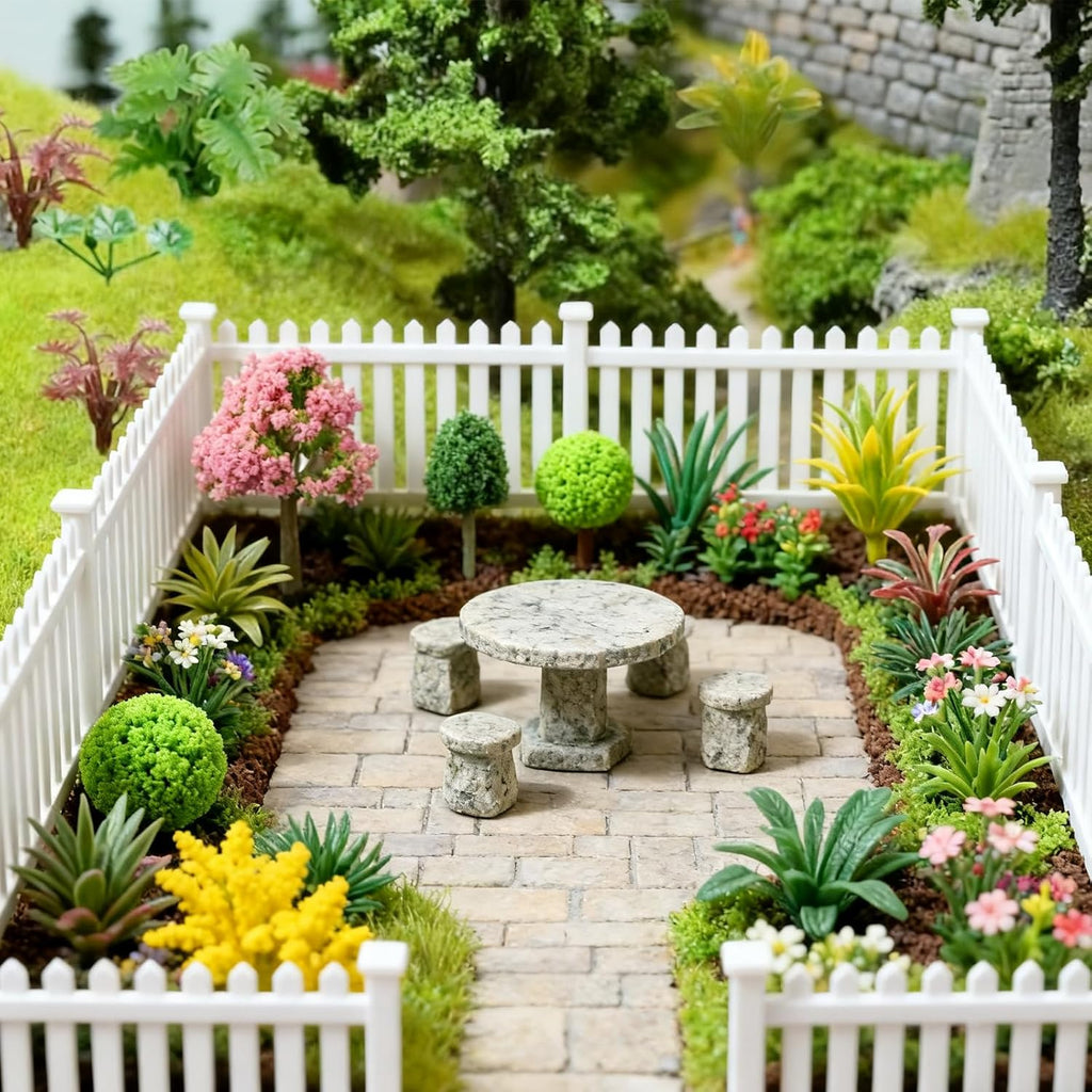 105 Pcs Miniature Plant Set,Mini Trees Flowers Shrubs Diorama Garden Supplies for Crafts,Mini Fake Plastic Trees for Diorama Train Garden Scenery Railway Sand Architecture Model Supplies