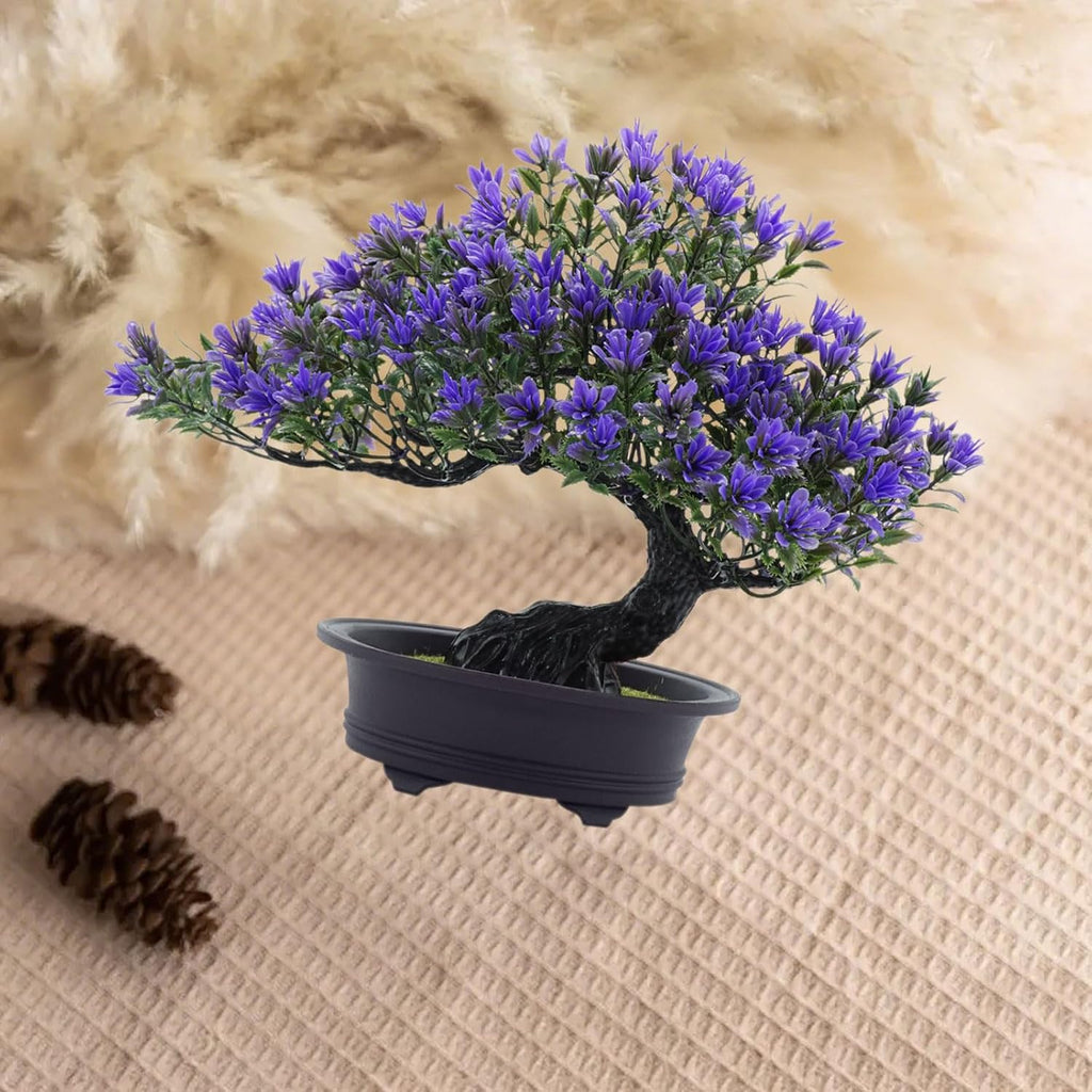 Artificial Plants Greenery Bonsai, Room Decor Fake Bonsai Tree for Home Decor Indoor Bookshelf Office Desk Bathroom Farmhouse Decor (Purple)