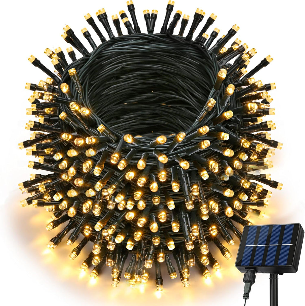 Joomer Solar String Lights Outdoor, 105FT 300 LED 8 Modes Outdoor String Lights Waterproof Fairy Tree Lights for Garden Yard Patio Christmas Decoration (Warm White)