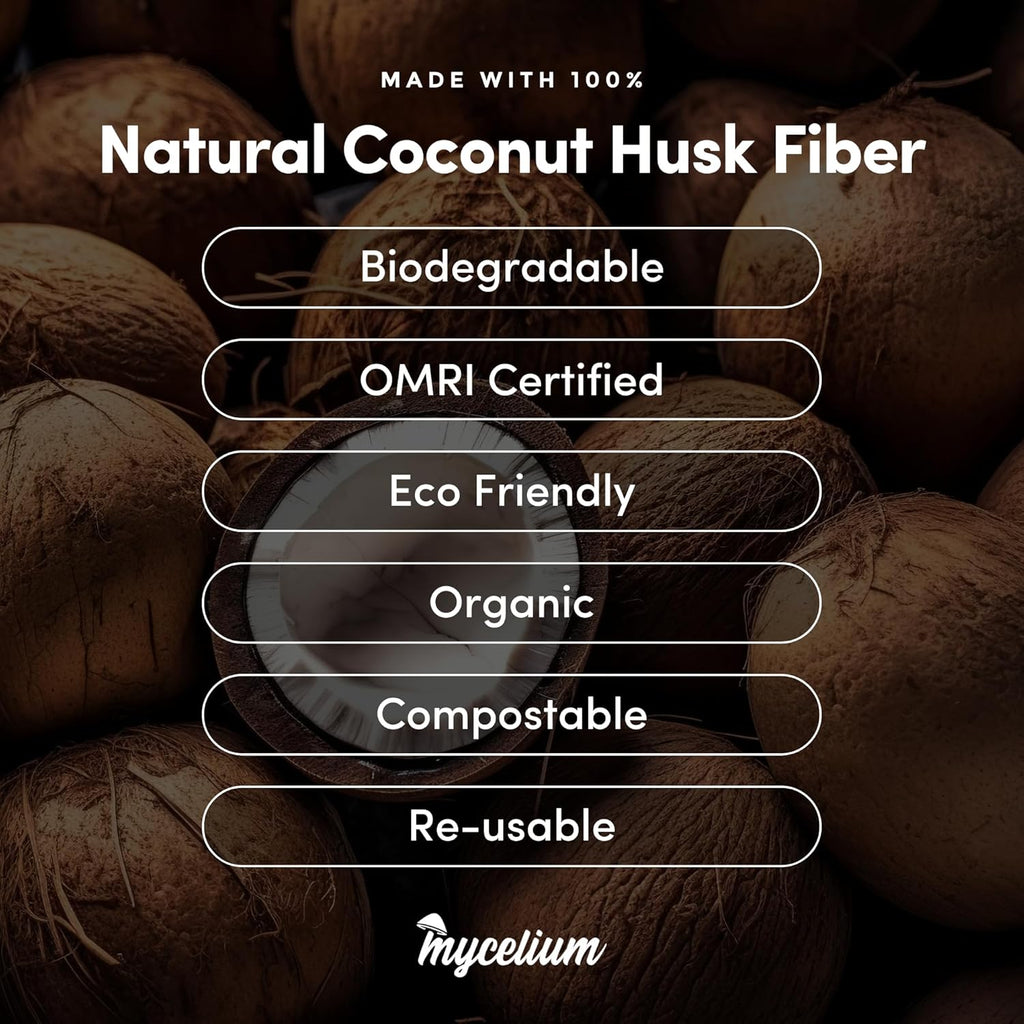 Mycelium Coco Coir Brick Mushroom Growing Kit I Expandable Organic Coconut Fiber Substrate I Indoor Mushroom Cultivation for Starter & Pro Home Growers I OMRI Certified & Non-GMO, 10lbs
