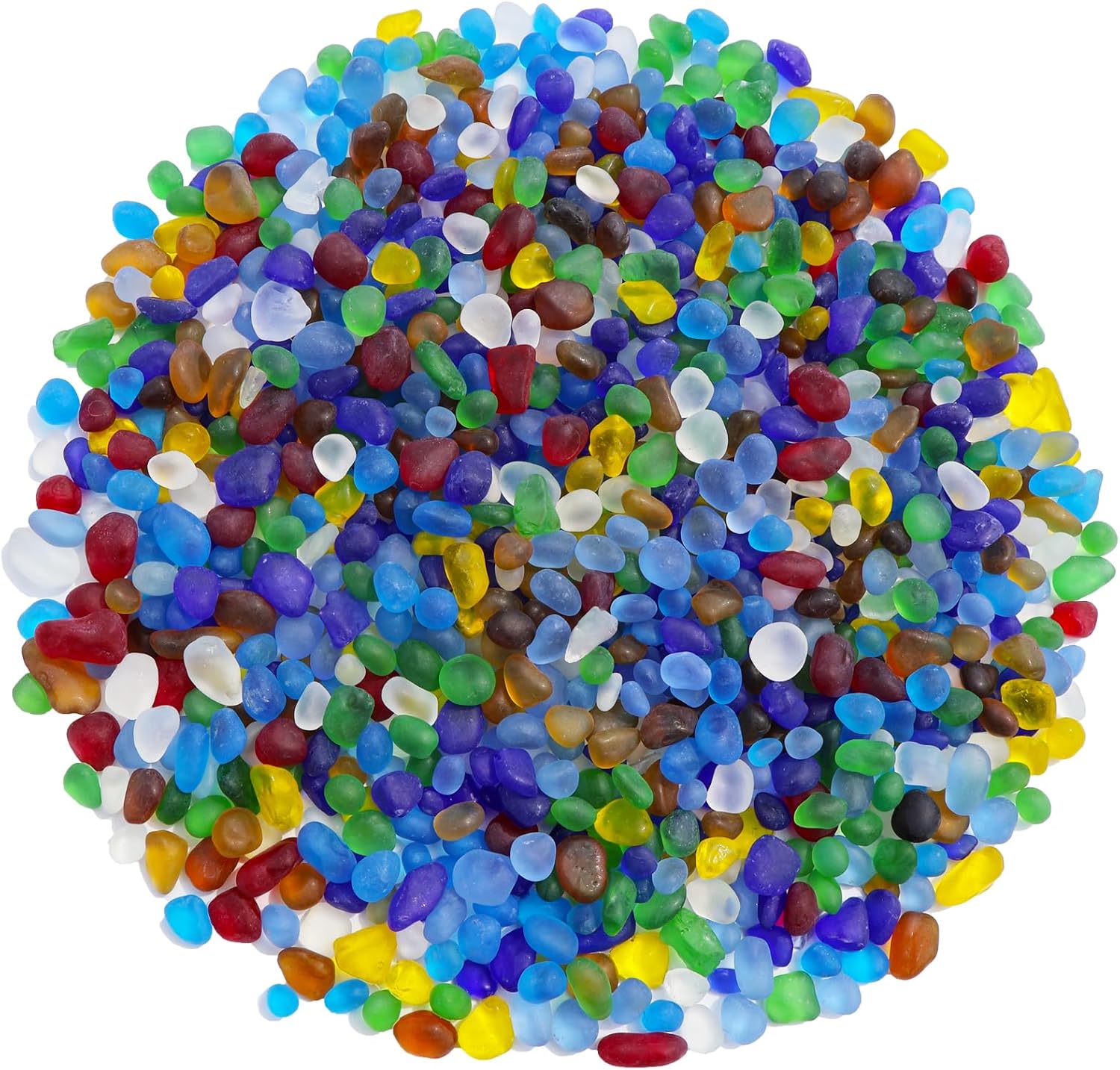 Sea Glass Stones - Colorful Frosted Glass Pebbles Gemstones - Perfect for Aquarium Rocks, Fish Tank Gravel, Vase Fillers, DIY Crafts, and Home Decor (0.9LB/14oz)