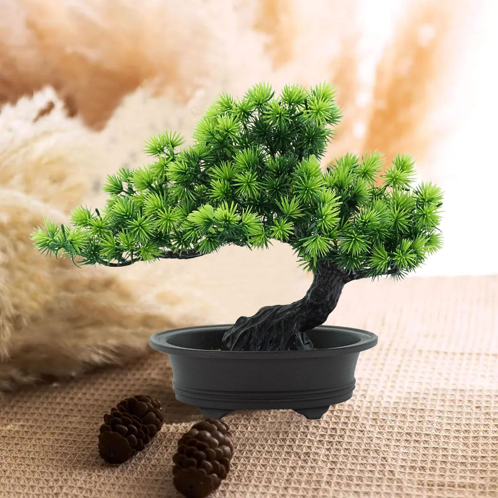 Artificial Plants Greenery Bonsai, Room Decor Fake Bonsai Tree for Home Decor Indoor Bookshelf Office Desk Bathroom Farmhouse Decor, Tall 9.5"