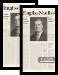 11x22 Newspaper Frame 2 Packs, Real Glass and Black Wood Frame, Display Panoramic 11 x 22 Magazine Frames - Horizontal or Vertical Wall Mounting