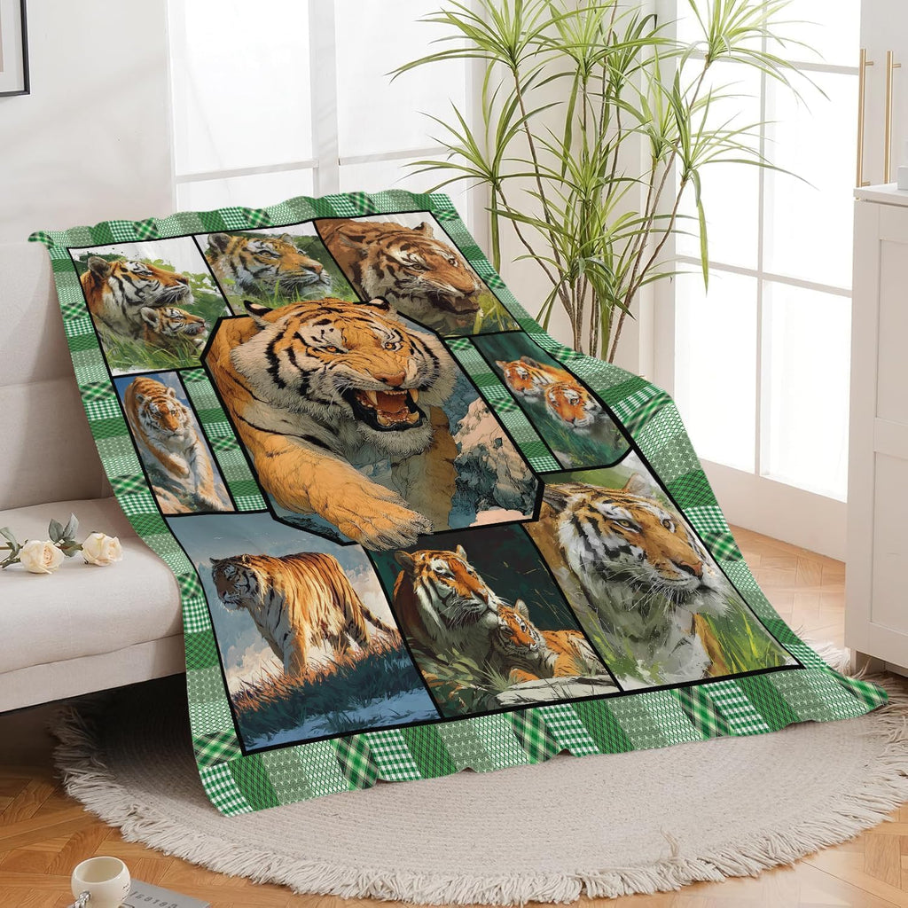 Tiger Throw Blanket Tiger Stuff Gifts for Kids Girls Boys Adults Women Men Soft Cozy Warm Plush Fluffy Fuzzy Fleece Blanket Decor 40''X50''