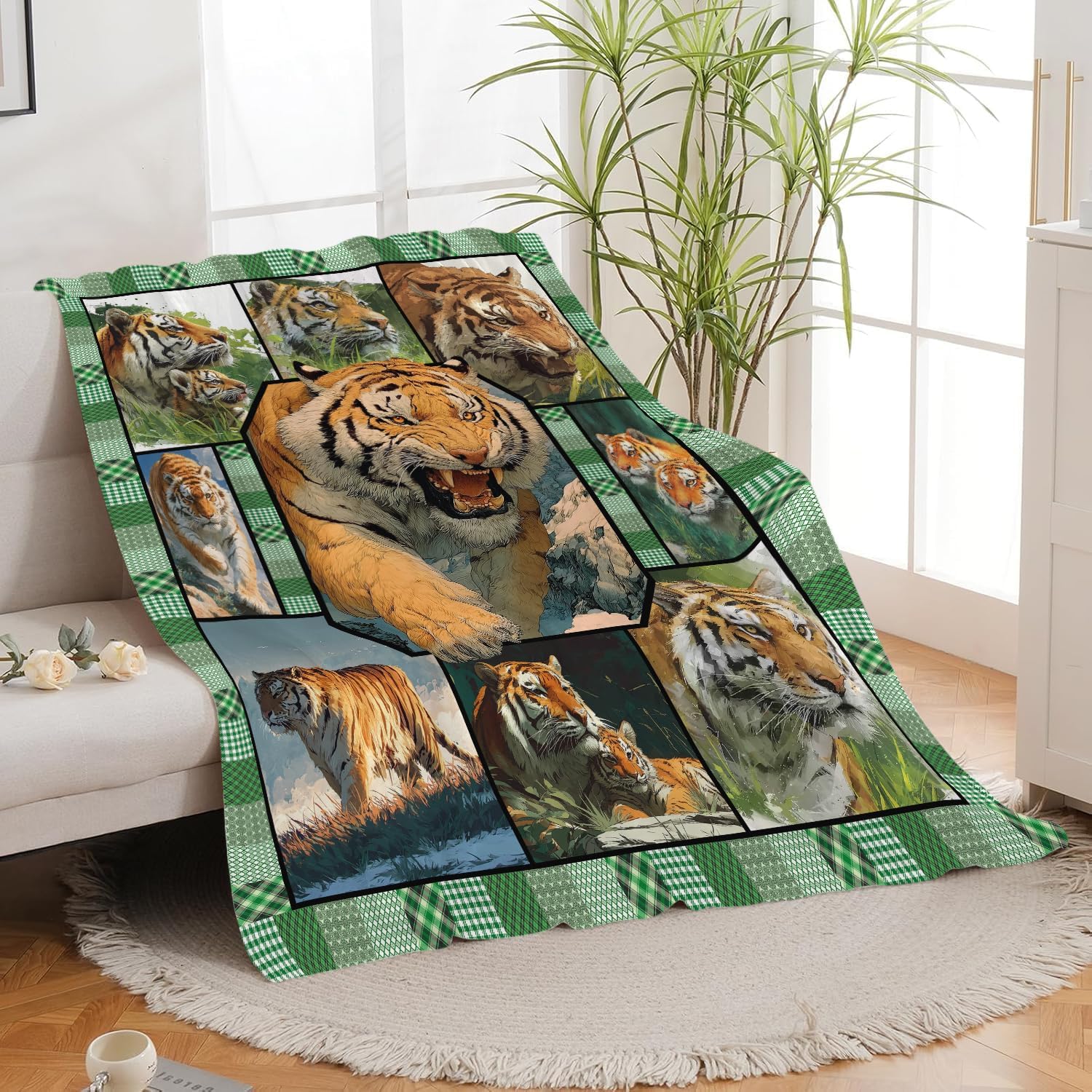 Tiger Throw Blanket Tiger Stuff Gifts for Kids Girls Boys Adults Women Men Soft Cozy Warm Plush Fluffy Fuzzy Fleece Blanket Decor 40''X50''