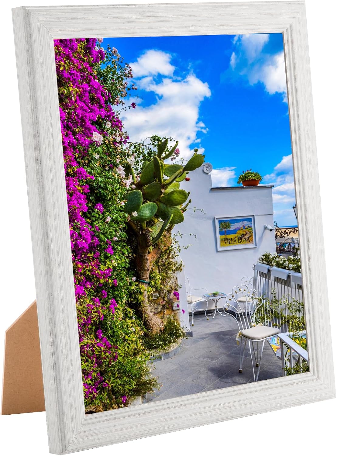 8x9 Wood Frame White, Natural Woodgrain 9x8in Picture Frame, Rustic Wooden 8 x 9 inch Gallery Photo Poster Frame with HD Plexiglass, Horizontal Vertical Wall Mounting Tabletop Display 1Pcs