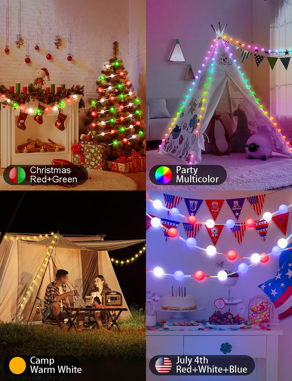 Smart Color Changing Globe String Lights, 33Ft 16 Million Colored Fairy Lights Plug in APP & Remote Control DIY Music Sync Twinkle Light for Bedroom Classroom Christmas Decor Christmas Gift