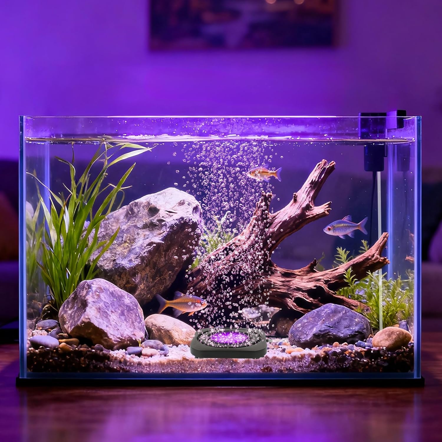 Submersible Fish Tank Decor Light: Aquarium Bubble LED Lights - IP68 Waterproof APP Remote Control 5050 RGB Color Changing Aquarium Decor Bubble Lamp for Fish Enthusiasts Aquatic Pets
