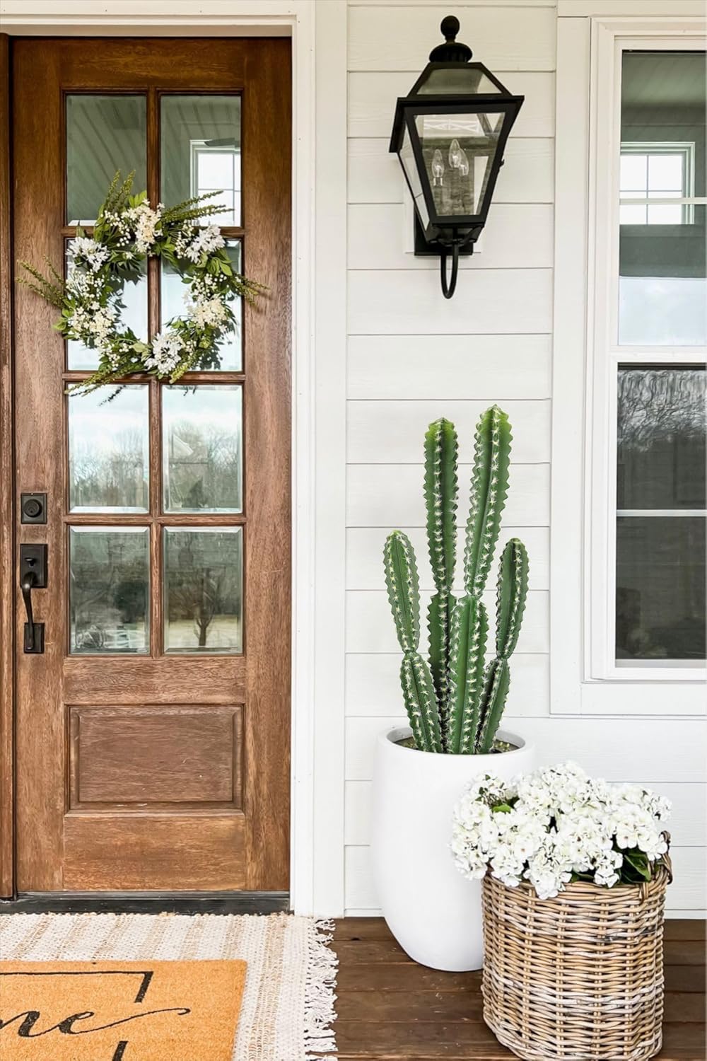 DILATATA Tall Fake Cactus Plant 27.5 inch Large Artificial Cactus Tree 'Candelabra Cactus' Faux Cactus Desert Plants Big Fake Cacti for Home Garden Office Decor