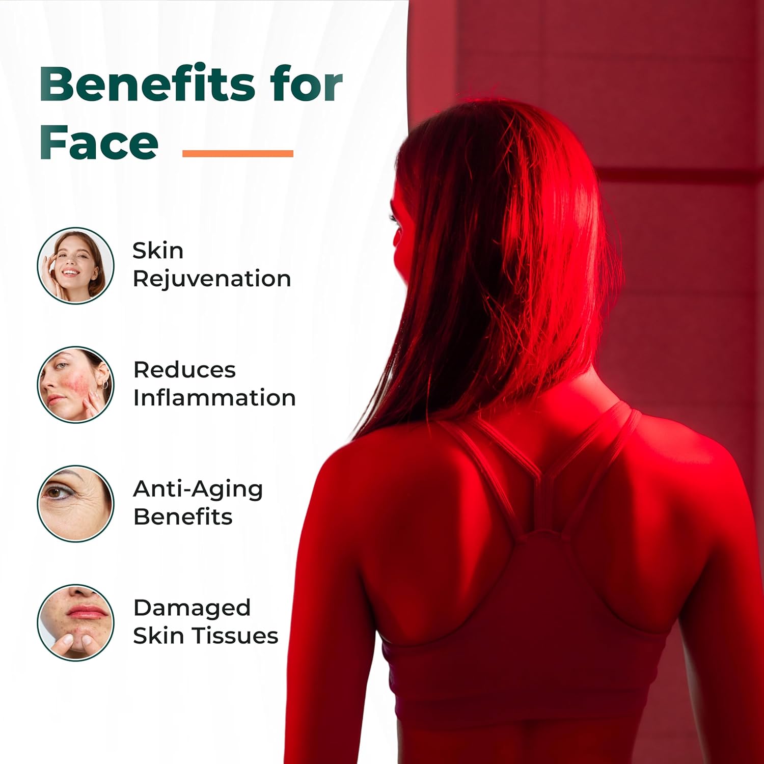 Red Light Therapy for Face & Body – 660nm, 850nm & 470nm LED Panel with Red, Near Infrared & Blue Light, Flicker-Free, Zero EMF, Adjustable Light Therapy Panel – FSA HSA Eligible