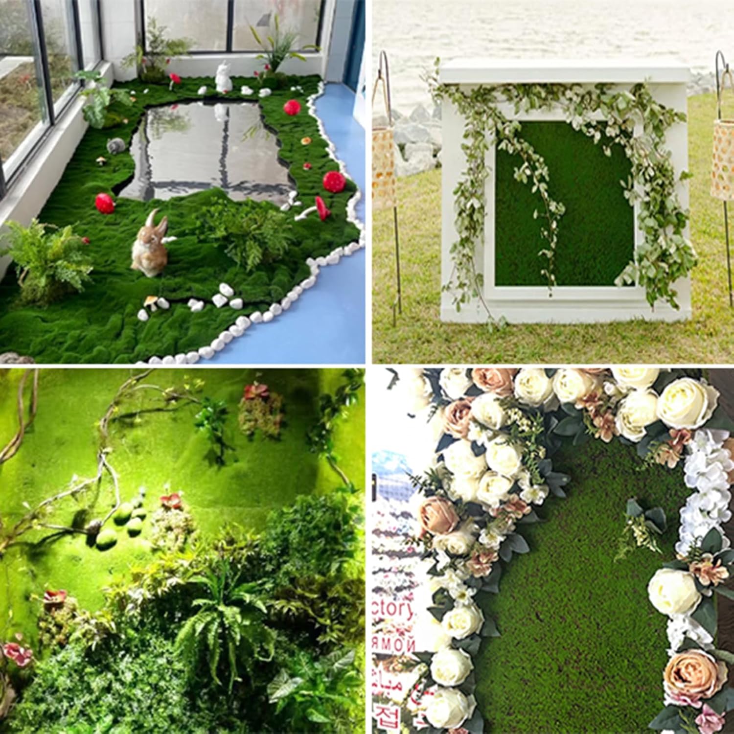 Simulation Artificial Moss Mat 39x39in, Fake Moss Wall DIY Artificial Moss Mat Carpet for Balcony Terrace Decoration Window Display Decoration