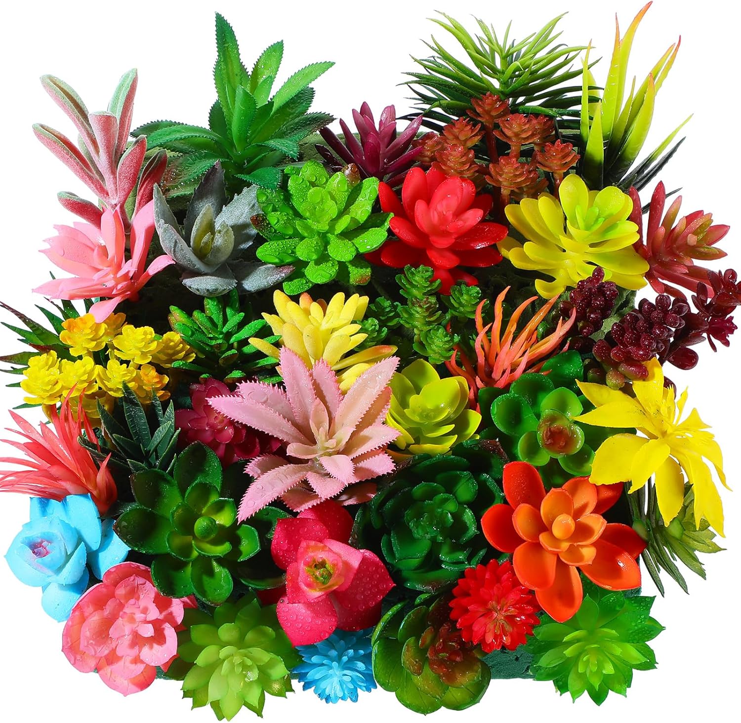 WILLBOND 38 Pcs Christmas Mini Artificial Succulents Small Fake Succulent Plants Faux Assorted Unpotted Realistic Plastic Flowers Picks Stem for DIY Crafting Greenery Garden Home Decor(Cute Style)