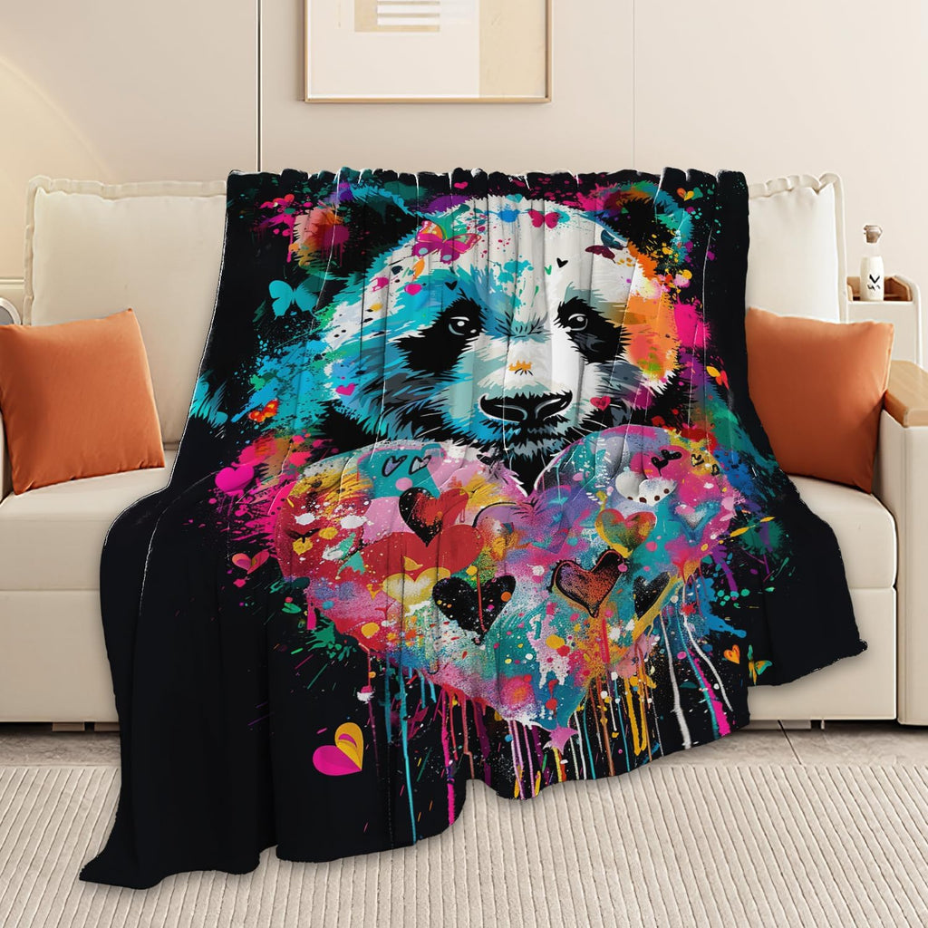 Panda Throw Blanket Panda Stuff Gifts for Kids Girls Boys Adults Women Man Soft Cozy Warm Plush Fluffy Fuzzy Fleece Blanket Decor 60''X80''