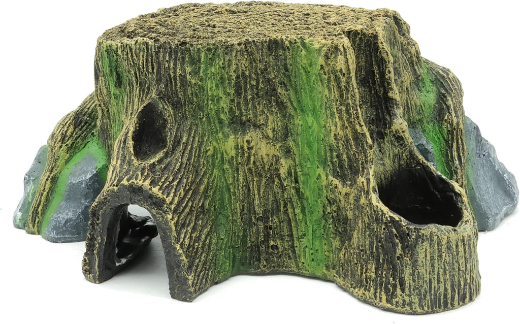 JIHAQUA Resin Large Turtle Tank Accessories Reptile Hideouts Cave Habitat Decor for Gecko Leopard Lizards Toad