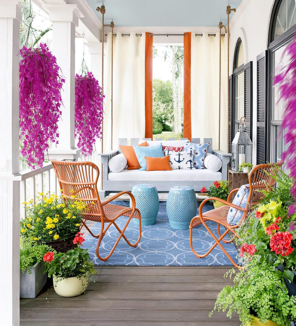 RECUTMS Fake Hanging Plants Artificial Ivy Leaf Faux Vine Plants Outdoor Artificial Hanging Plants Fake Plant Wall Decor Indoor UV Resistant Plants Home Room Decoration(Pure Fuchsia)