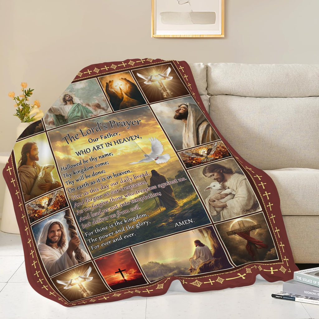 Christian Jesus Blanket Inspirational Bible Verse Religious Faith Healing Prayer Throw Scripture Spiritual Catholic Gifts for Men Women Boys Girls Kids Adults Plush Fuzzy Fleece Decor 60''X80''