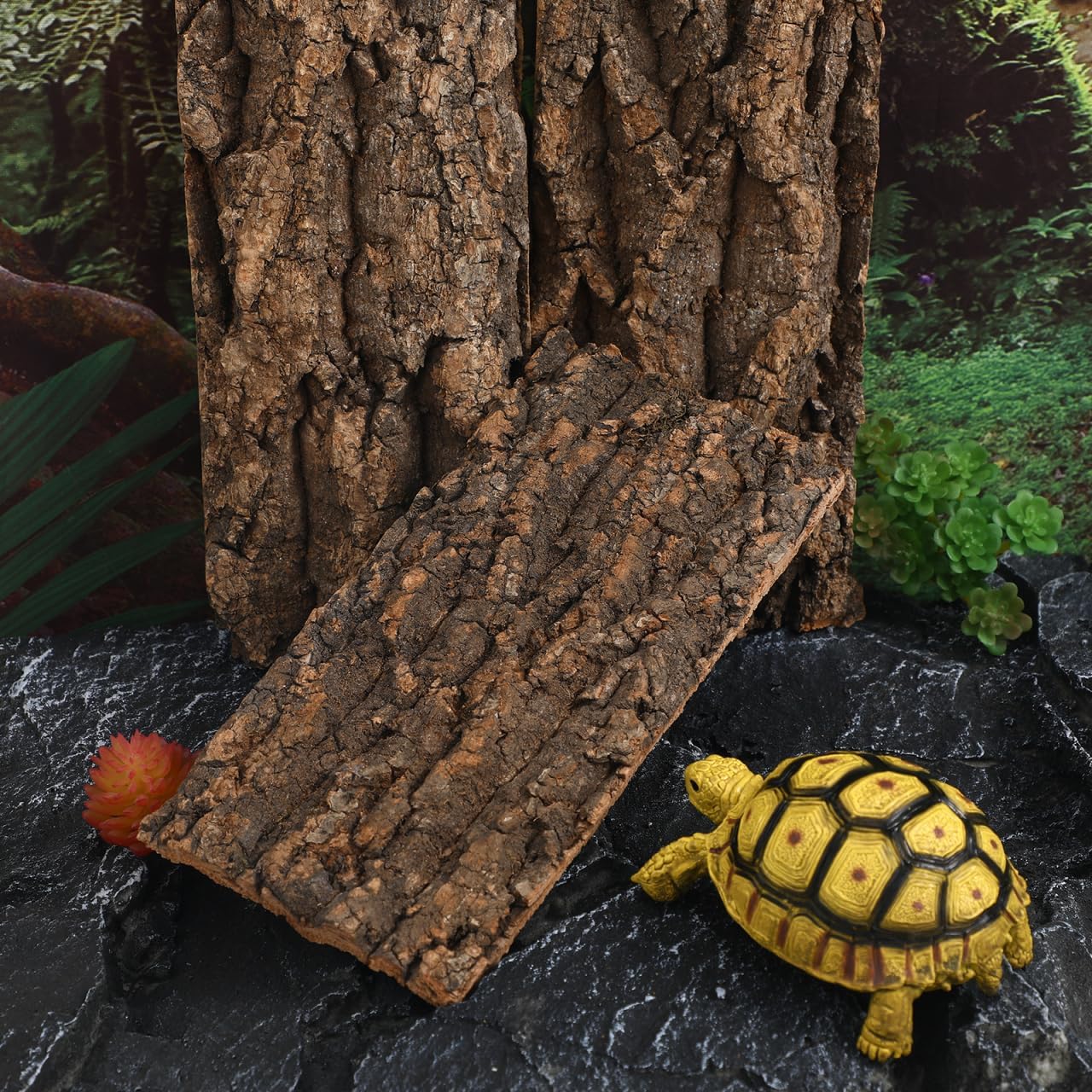 3 Pcs Cork Terrarium Background Reptile Bark Backdrop Bearded Dragon Tank Wall Habitat Decor for Gecko Lizard Tortoise Frog