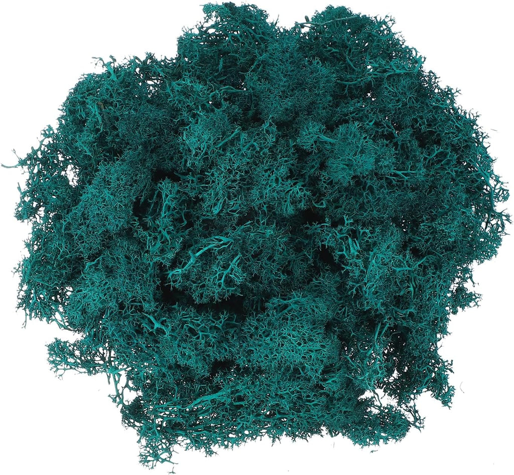 uxcell Preserved Reindeer Moss, 17.6oz Fake Moss for Crafts Artificial Dried Moss for Decoration Terrariums Potted Plants, Blue Green