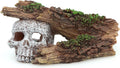 AQUA KT Aquarium Landscape Skeleton Head Skull with Tree Branch for Betta Cichlid Fish Hiding Rock Aquatic Decoration