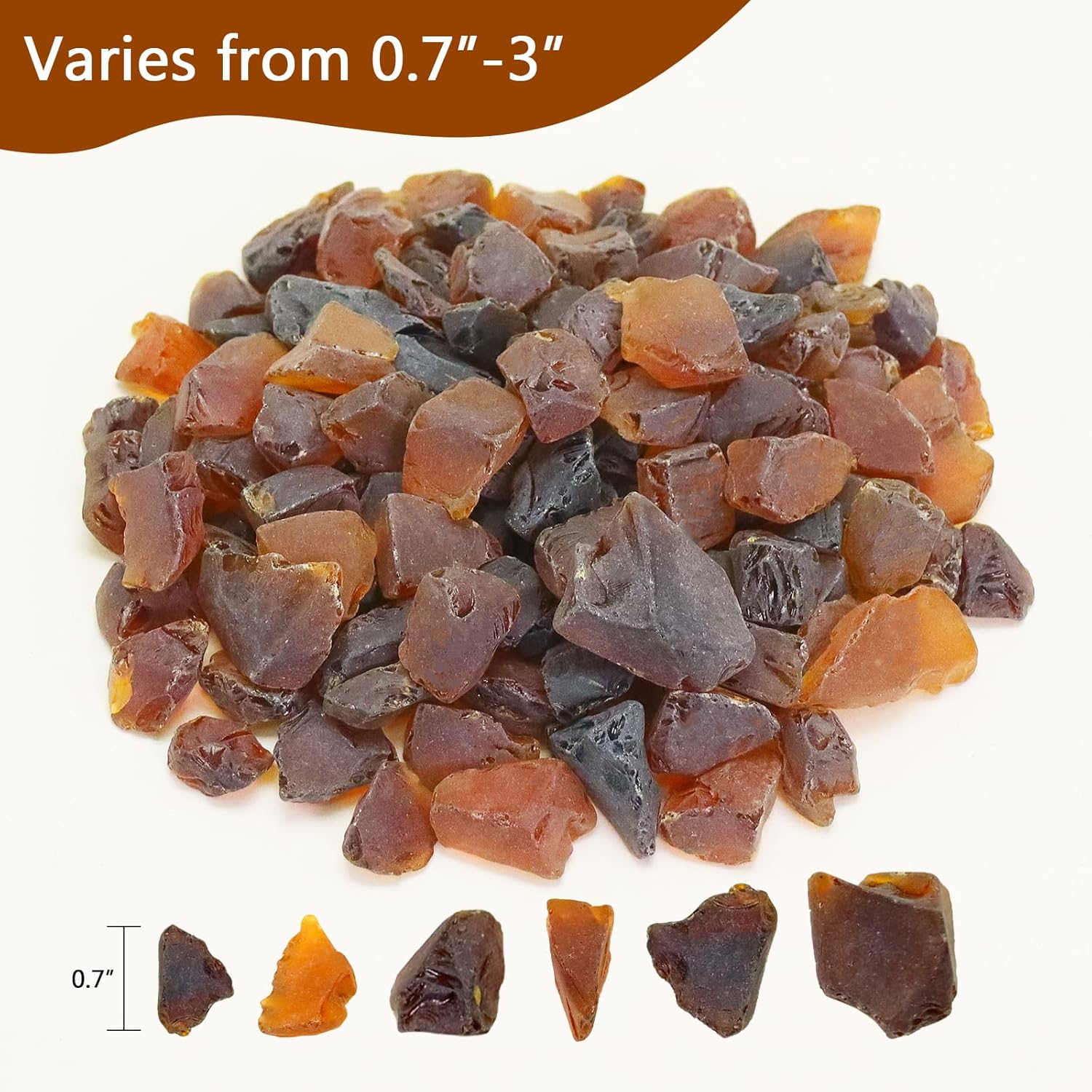 5LB Frosted Sea Glass Vase fillers Crushed Glass, Sea Glass Decor Ideal for Christmas DIY Craft, Aquarium Gravels, Home Decor Crushed Sea Glass Pieces for Beach Wedding, 0.7-3 Inch Amber