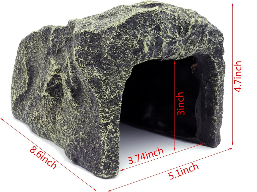 JIHAQUA Reptile Hide Medium Rock Snake Hide Cave Hideout Terrarium Habitat Decor Ornament Bearded Dragon Tank Accessories