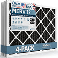 BNX TruFilter 20x24x1 MERV 12 Odor Defense (4-Pack) AC Furnace Air Filter with Activated Carbon - MADE IN USA - Pleated Air Conditioner HVAC AC Furnace Filters - Removes Odor, Mold, Bacteria, Smoke