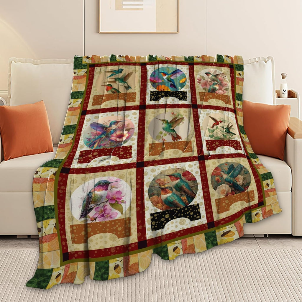 Hummingbird Throw Blanket Hummingbird Bird Stuff Gifts for Kids Girls Boys Adults Women Men Soft Cozy Warm Plush Fluffy Fuzzy Fleece Blanket Decor 40''X50''