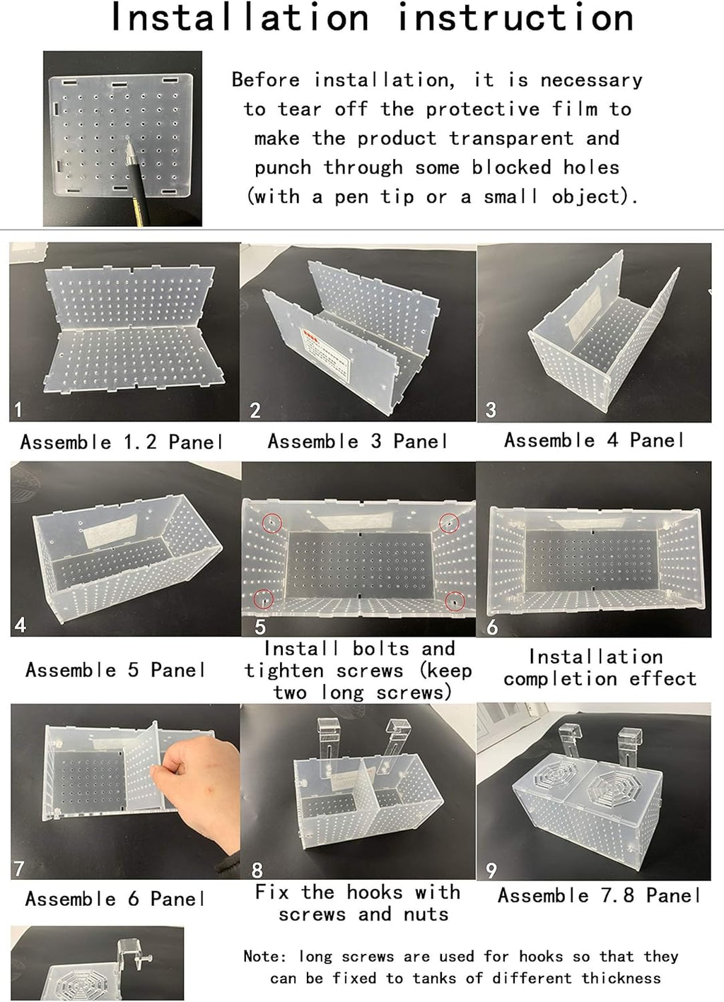 Hamiledyi Acrylic Breeding Isolation Box - Transparent Aquarium Hatchery for Guppy/Shrimp/Small Fish, Safe Nursery Tank with Air Tube & Suction Cups(7.8" × 3.9" × 3.9")