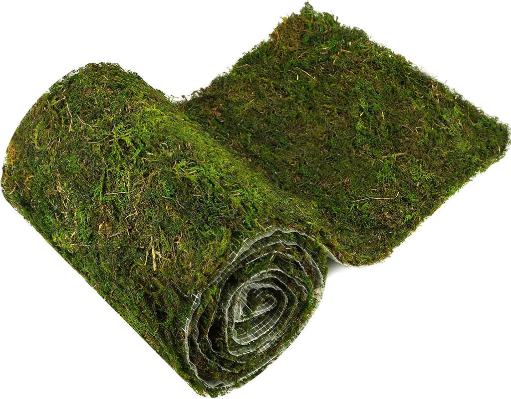 Dried Moss Table Runner Green Moss Sheet Roll for Crafts Preserved Moss Mat for Table Decoration Green Moss for Fairy Wedding Party Woodland Garden Decor (108 * 16 inch)