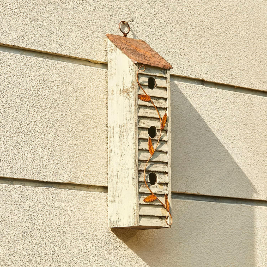 Glitzhome 18" H Wooden Bird House Three-Tier Hanging Distressed Garden Birdhouse