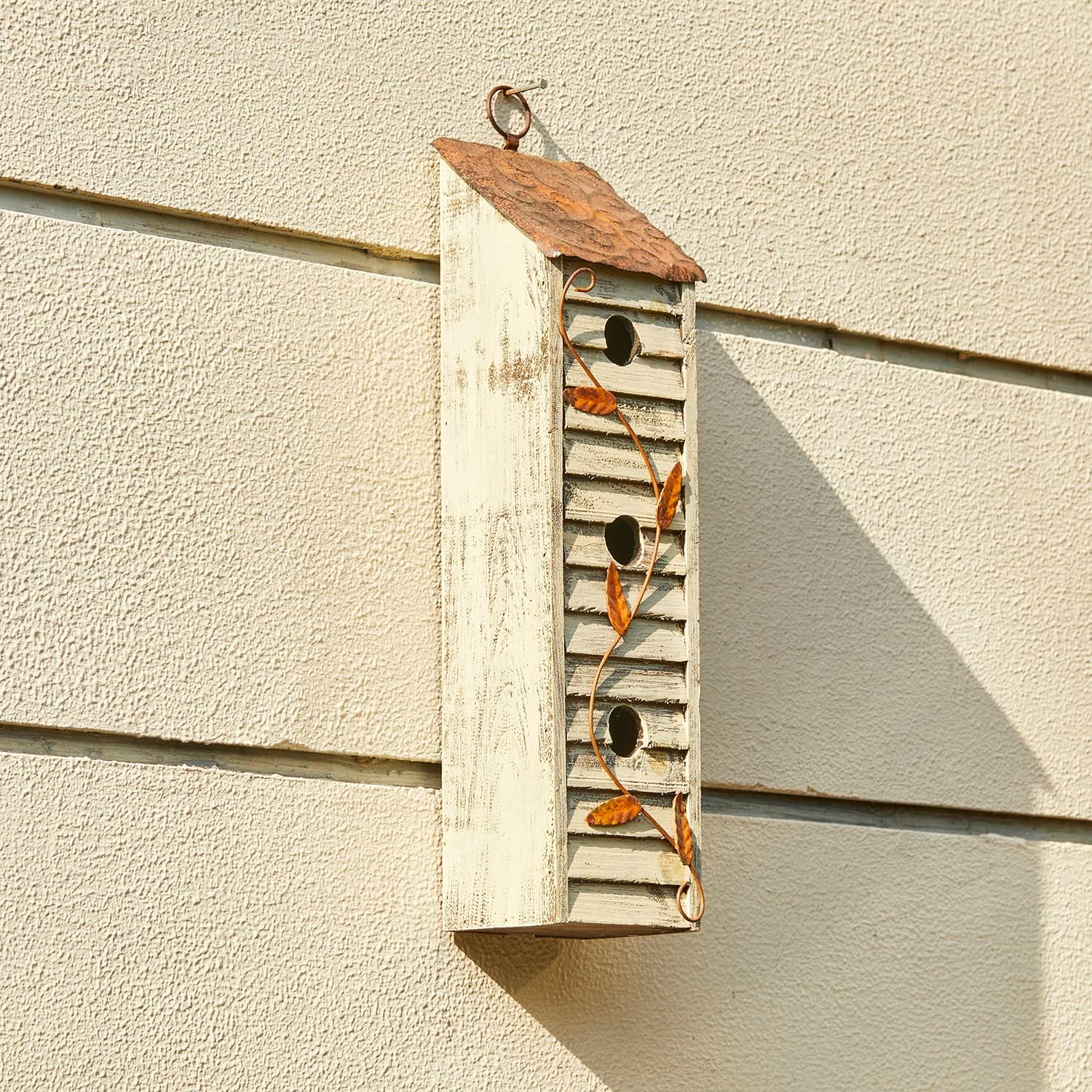 Glitzhome 18" H Wooden Bird House Three-Tier Hanging Distressed Garden Birdhouse