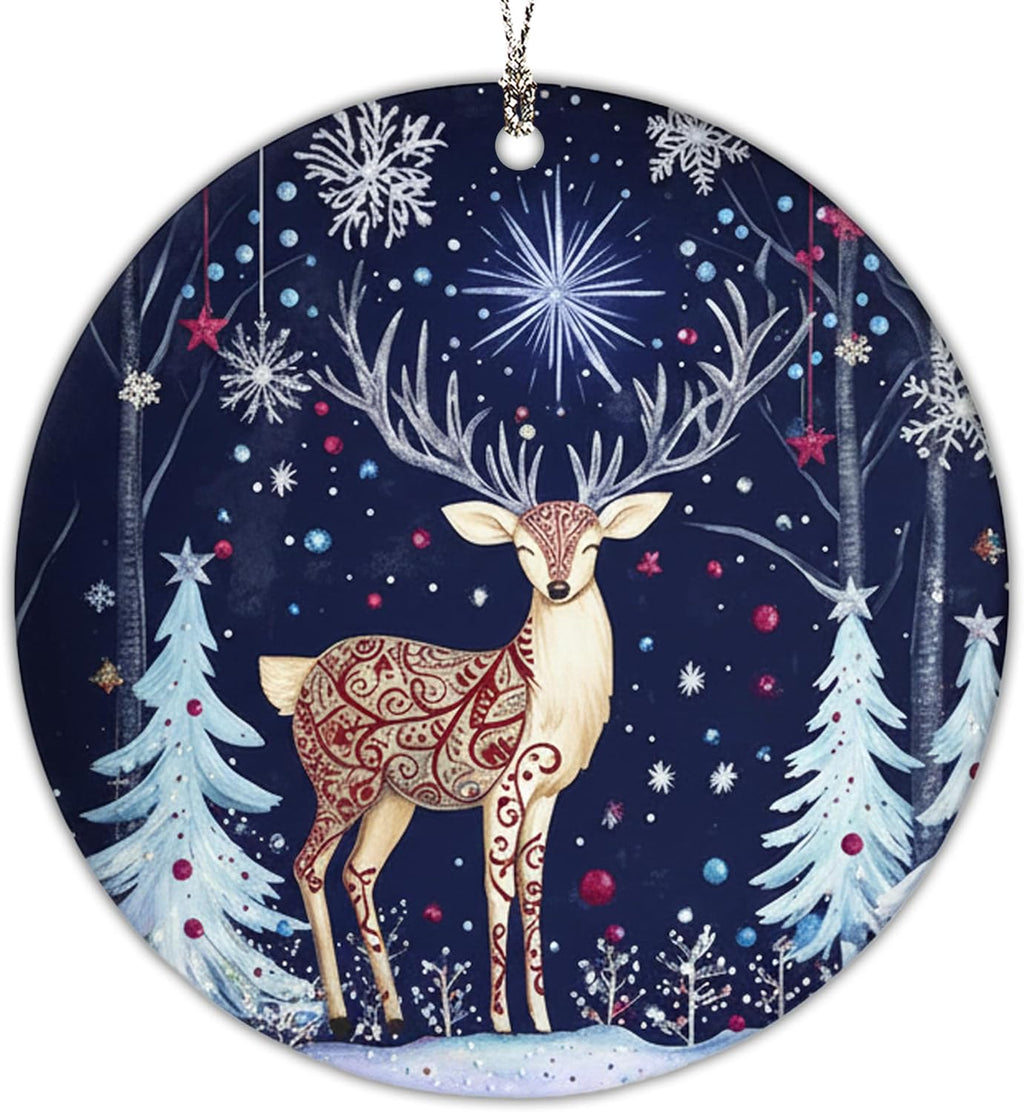 Reindeer Christmas Ornaments 2025, Scandinavian Christmas Decor Ornament, Dated Christmas Ornament 2025, Hanging Indoor Reindeer Christmas Decoration, Elegant Holiday Ornaments