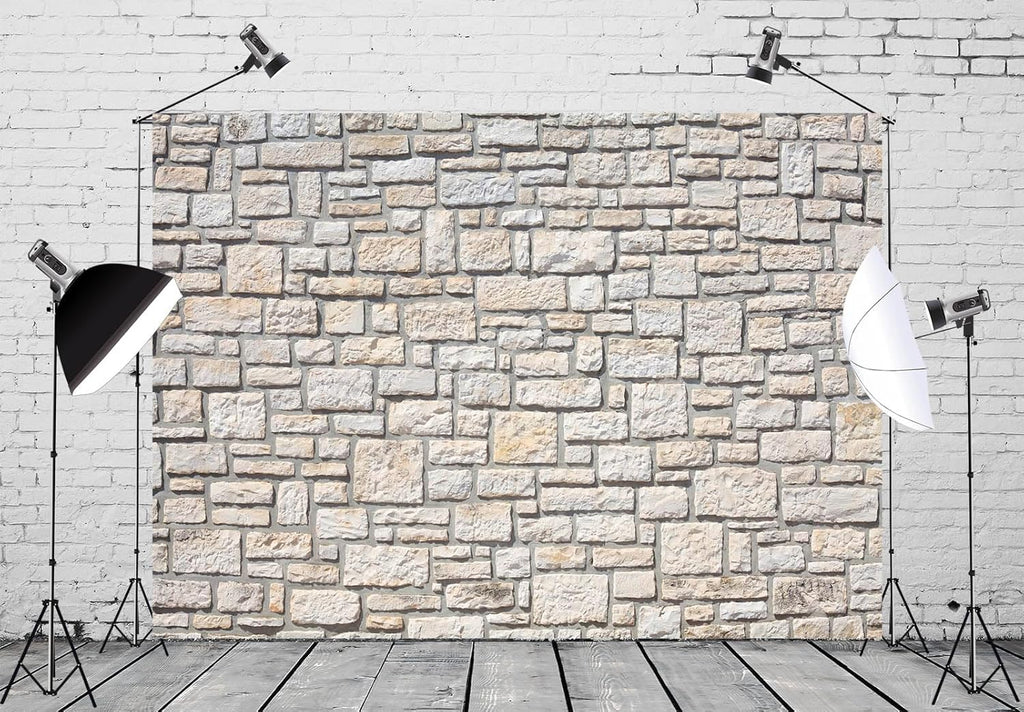15x10ft Fabric Brick Stone Wall Backdrop Rock Stone Texture Photography Background Wallpaper Birthday Wedding Party Decor Newborn Baby Kids Adults Portrait Video Conference Photo Studio Props