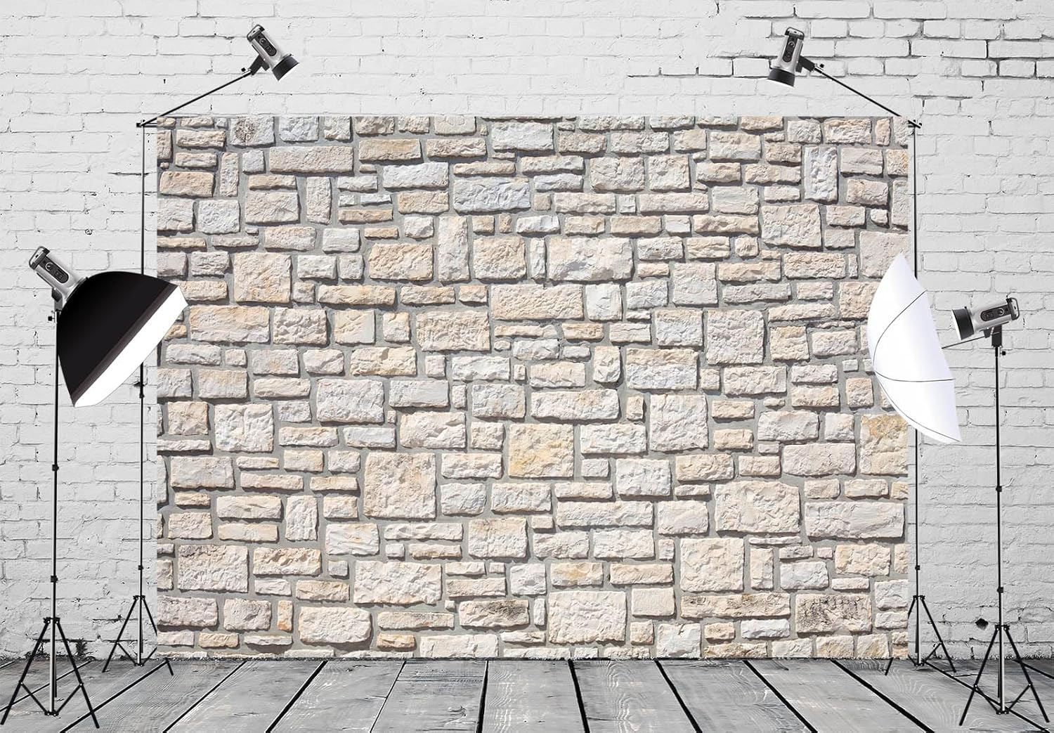 10x6.5ft Fabric Brick Stone Wall Backdrop Rock Stone Texture Photography Background Wallpaper Birthday Wedding Party Decor Newborn Baby Kids Adults Portrait Video Conference Photo Studio Props