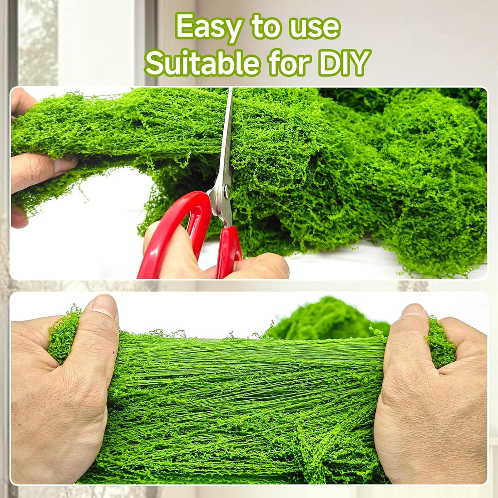 Fake Green Moss for Potted Plants Indoor, 5.3oz Artificial Moss for Crafts, Faux Decor for Fairy Garden, DIY Decorative, Model Making, Walls, Glass Containers, Home
