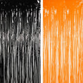BRAVESHINE 1 Black 1 Orange Tinsel Photo Backdrop Curtains - 3.2x8.2ft Foil Fringe Streamer Curtain for Birthdays, Halloweens, Graduations, Pumpkin, Home, Indoor or Outdoor Party Supplies Decorations
