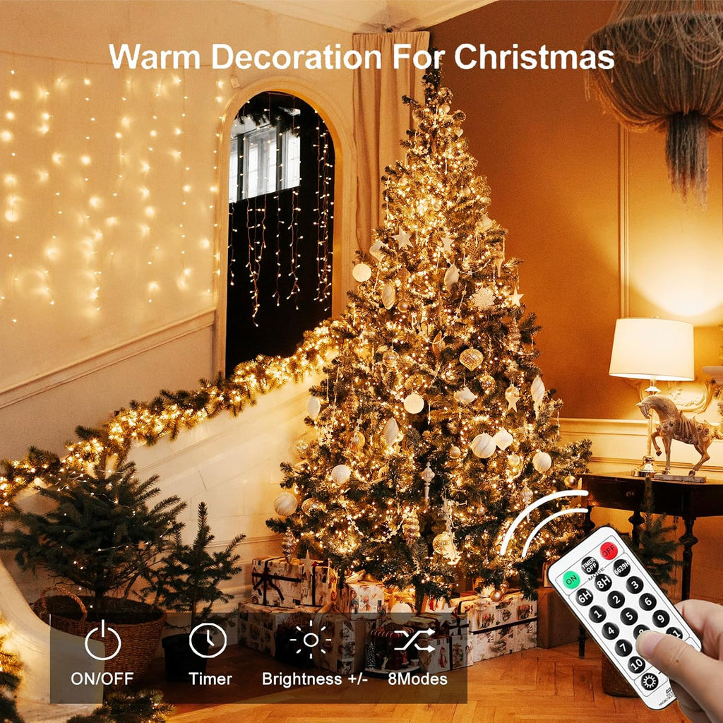 Upgraded 4Pack 280Ft 800 LED Fairy Lights Battery Operated with Remote & Timer, Waterproof Christmas String Lights Outdoor Indoor, Battery Twinkle Lights for Bedroom, Xmas, Parties, Tree, Garden Decor