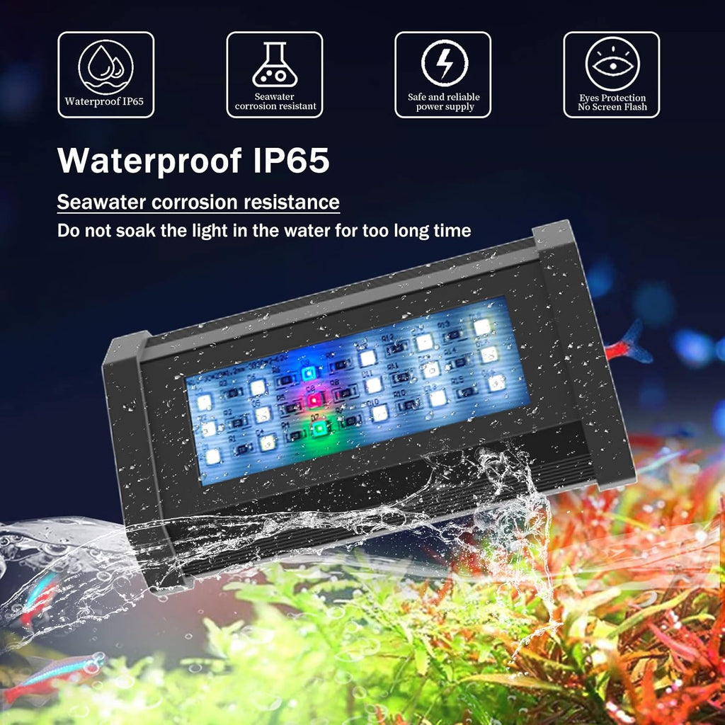Lominie Planted Aquarium Light, 4 Channel Timer Dimmer Freshwater Small Fish Tank Light 6500K with Gooseneck for Planted Refugium Nano Tank (Freshwater)