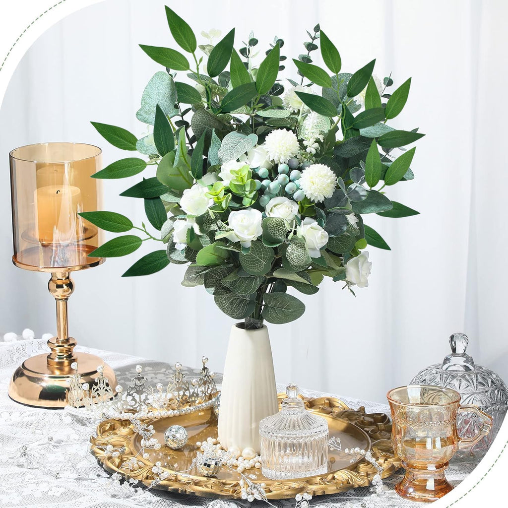 20Pcs Italian Ruscus Greenery Stems 18" Artificial Silk Greenery Leaves for DIY Bouquet Filler Table Centerpieces Home Indoor Decor