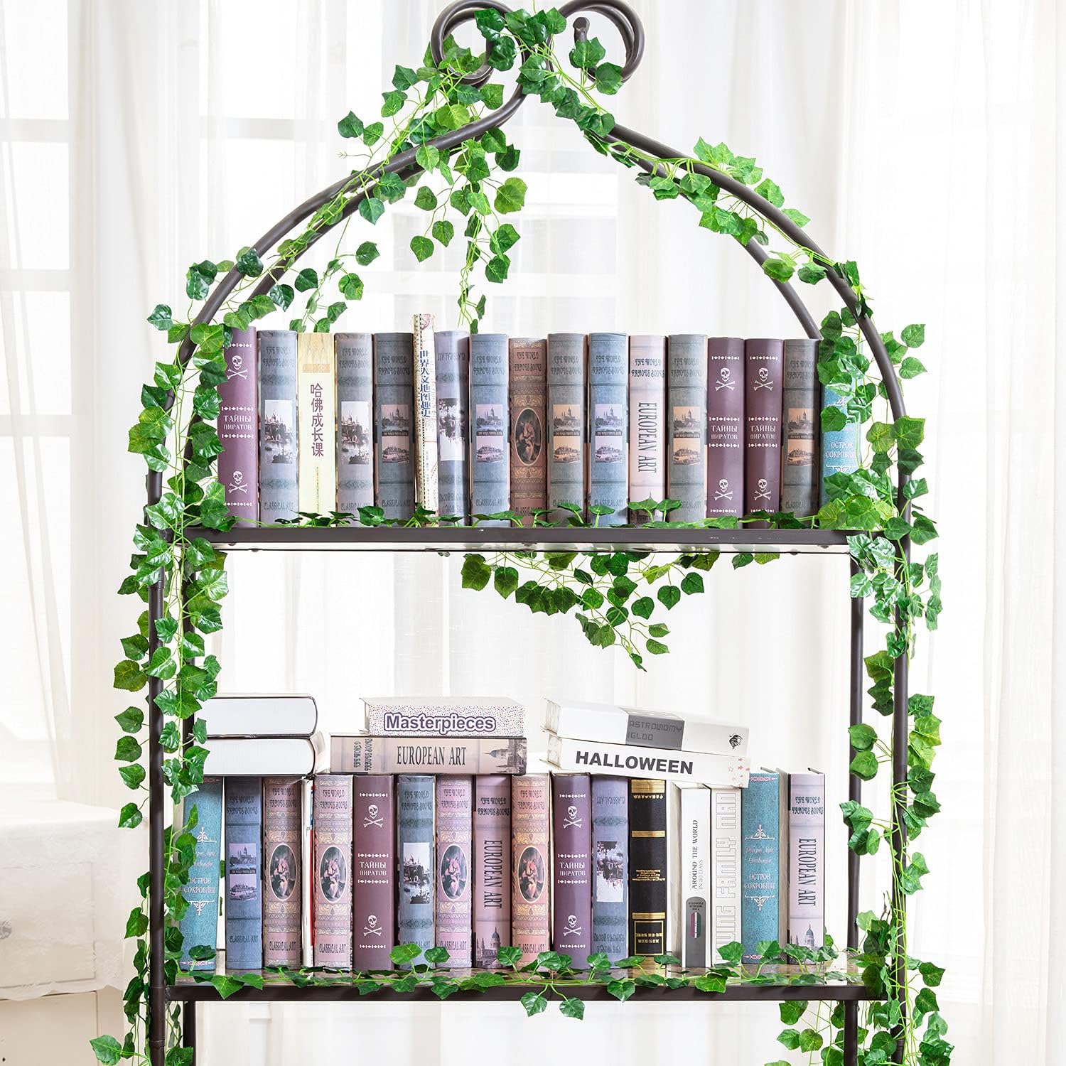 Naidiler 12 Pcs Green Garland Greenery Vines for Wedding Decorations, Rustic Theme Jungle Forest and Boho Shower Party Decorations, Hanging Leaf Garlands for Outdoor Garden Party Décor