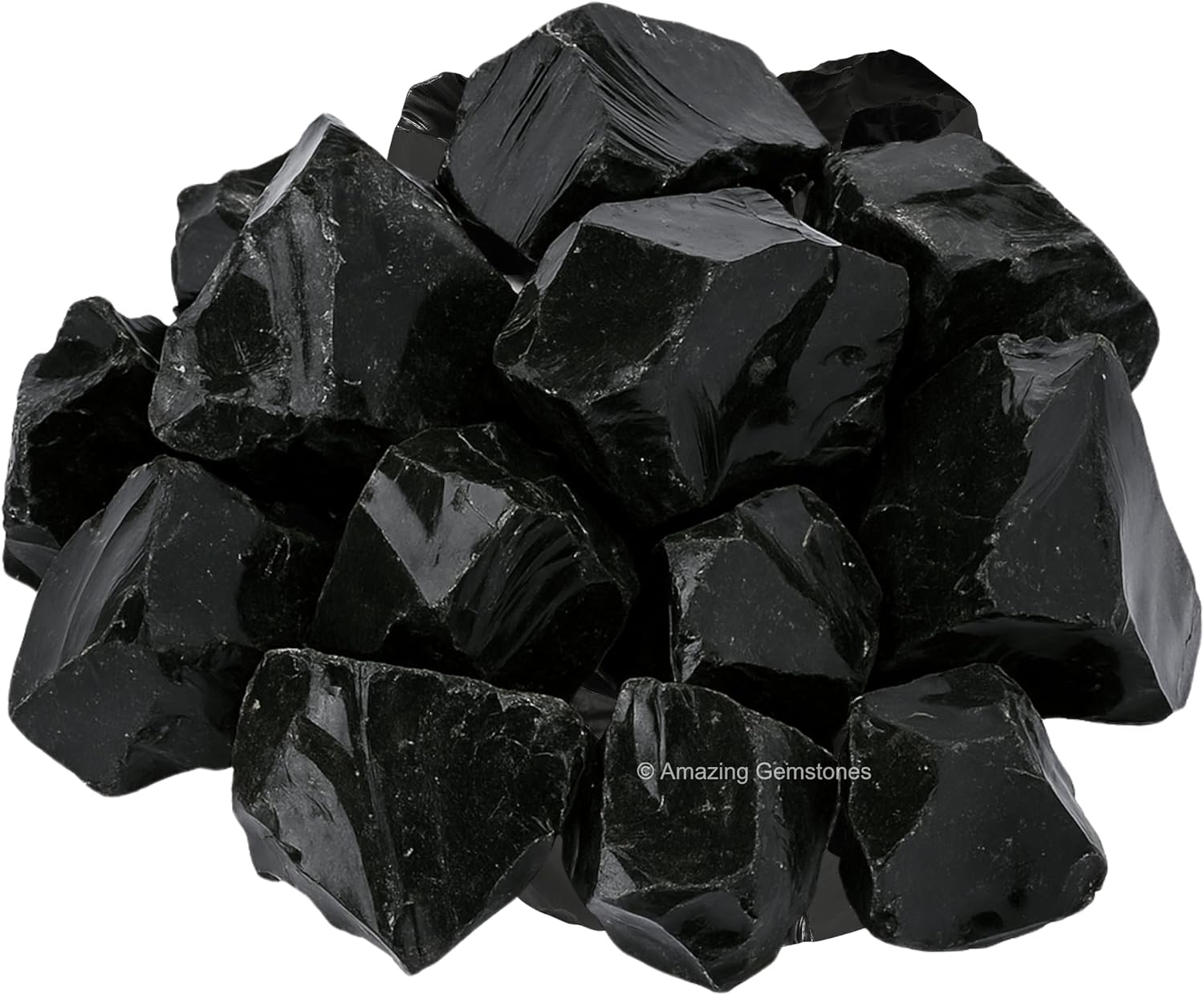 Amazing Gemstone Black Obsidian Rock Crystals and Healing Stones, Natural Raw for Tumbling and DIY, Obsidiana Negra Original (2 Pieces)