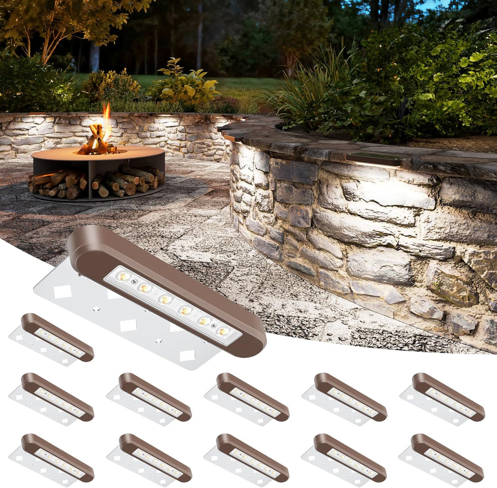 VOLISUN 7 Inch Retaining Wall Lights, IP67 Waterproof Hardscape Lighting, Cuttable Low Voltage Lighting, 12V Paver Lights, 2.8W Outdoor Step Landscape Lights, 5000K Daylight (12 Pack)
